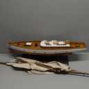 SAILINGSTORY Wooden Sailboat Model Ship, 37", Natural | 1930's Classic Yacht, Sailing Boat Decor