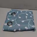 MIUCO Floral Embroidered Semi-Sheer Curtains Faux Linen Grommet Curtains for Living Room 52 x 84 Inch 2 Panels Set, Teal