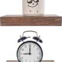 BGMG Small Wood Floating Shelves 8 inch Set of 2, Rustic Wooden Wall Mount Shelves for Bathroom Living Room Bedroom Kitchen Farmhouse -8x6.7x1.25 inch- Dark Walnut