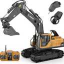 kolegend 3 in 1 Remote Control Excavator Toy 14 Channel RC Excavator Toy for Boys 3-12 with Bucket/Claw/Drill 2.4GHz Full Functional Construction Vehicles Toys Gift for 6 7 8 9 10 Years Old Kids Boys (Small)