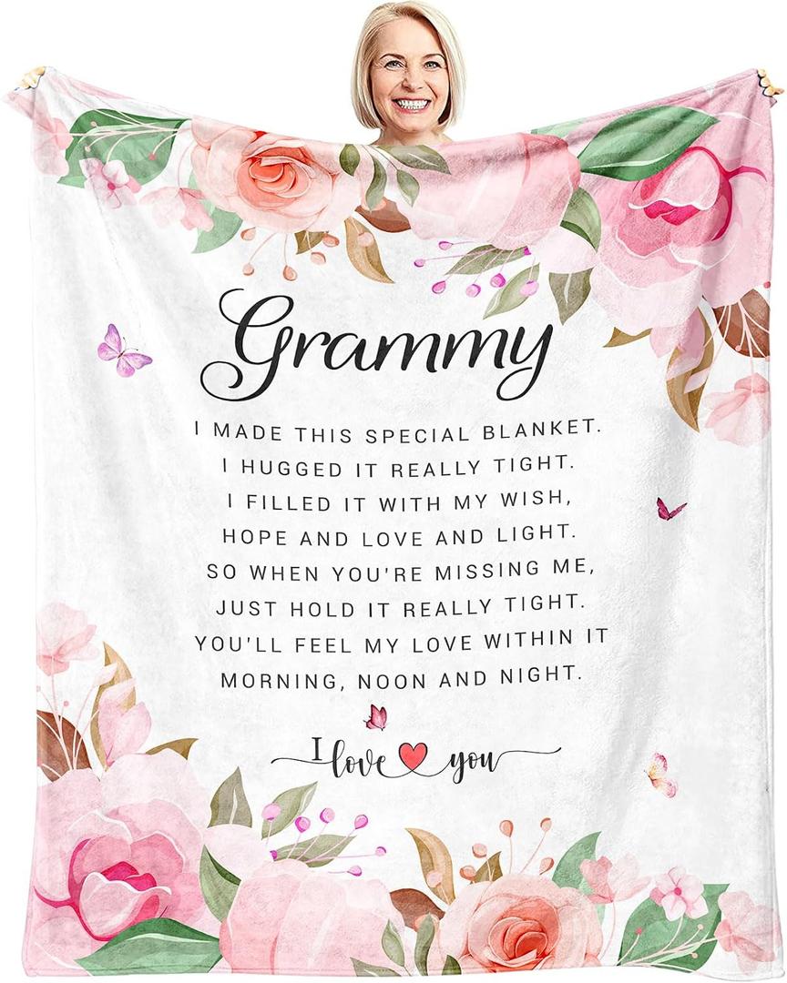 2 x Grammy Gift Blanket 60" x 50" - Grammy Gifts for Grandma - Grammy Birthday Gifts - Gifts for Grammy from Grandchildren/Grandkids