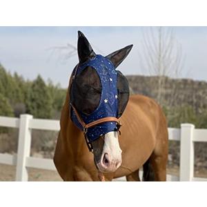 Horse Fly Mask Super Comfort Horse Fly Mask Elasticity Fly Mask with Ears We Only Make Products that Horses Like… (Midnight Blue, L)