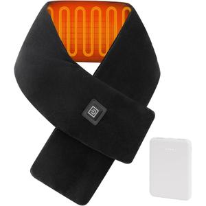 Heated Neck Wrap with 5000 mAh Power Bank, Cordless Heating Pad w1ith Adjustable 3 Heat Settings, Soft Neck Warmer for Pain Relief, Muscle Relaxation, Father's Day Gifts (Dark)