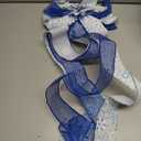 Christmas Tree Topper Bow, 44X12 Inch Artificial Xmas Tree Flower Topper Decor, for Family, Wedding, Birthday Party, Indoor Outdoor Thanksgiving Christmas Decoration - Blue/White/Snowflake.