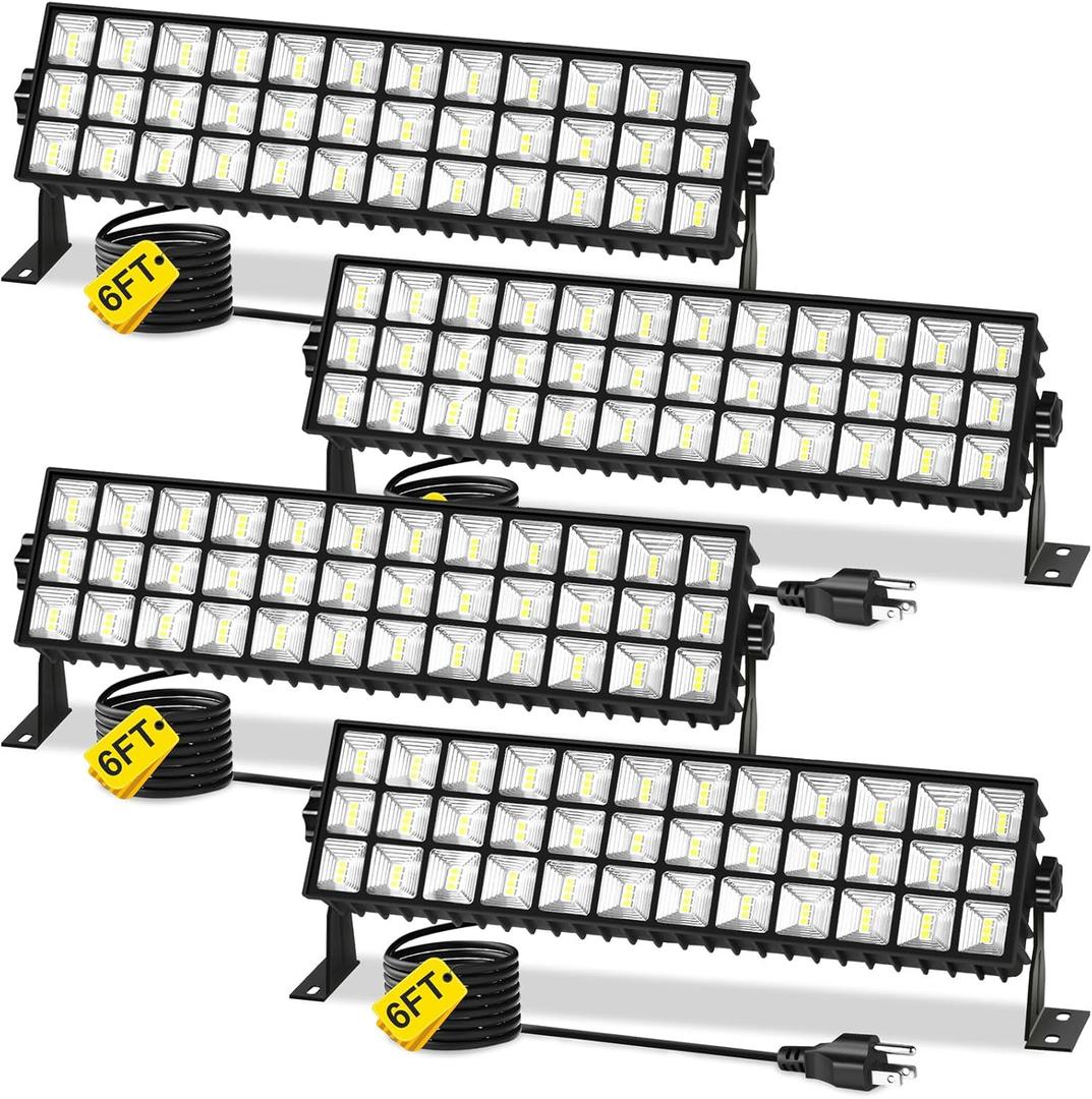 4Pack 100W Shop Light, 11000LM 6000K Daylight White Super Brighter LED, IP66 Waterproof Garage Light with 1.8M/6FT Cord for Workshop Garage Yard Warehouses