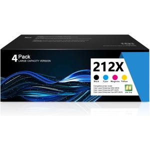212X Toner Cartridge 4 Pack High Yield Replacement for HP 212X W2120X W2121X W2123X W2122X 212A Compatible with Color Laser Enterprise M554dn M555dn M555x M578dn M578f M578c M578z Printer (with Chip)