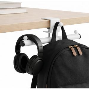 Heavy-Duty Backpack Hanger for Desk & Table, Adjustable Desk Hook for Bag with 80lb Capacity, T-Shape Backpack Holder & Purse Hook for Table, Clip-On Desk Bag Hook for Office Classroom Home