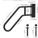 SELEWARE Heavy Duty 28" Handrails for Outdoor 1-3 Step, Non-Slip Door Jamb Corner Wall Mount Stair Hand Railing Grab Bars, U-Shape Safety Handle for Garage, Porch, Garden (Left Handed, Dia 1.3" Pipe)