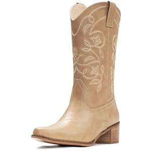 IUV Cowboy Boots For Women Pointy Toe Women's Western Boots Cowgirl Boots Mid Calf Boots Size 7