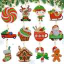 Harkta Christmas Diamond Painting12 Pcs Diamond Art 5D DIY Christmas Ornaments Crafts for Adults Diamond Art Keychains Hanging Diamond Painting Kits