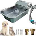 Automatic Dog Water Dispenser, 2 Gallons 304 Stainless Steel Dog Water Bowl for Indoor/Outdoor, Large Water Bowl for Pets & Livestock, Anti Tip, Wide Mouth, Water Auto Fill, Fit GHT 3/4" Faucet