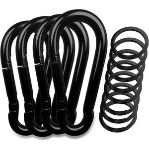 Carabiner Clip, Spring Snap Hook Heavy Duty Key Chain Hook Buckle Carabiner for Keys Swing Set Camping Fishing Traveling Black (2.33in 4 Pcs Black)