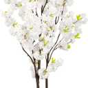 Faux White Cherry Blossom Tree 7ft(84in) Tall Artificial Plant Indoor Decor Handmade Natural Fake White Flower Tree for Wedding Realistic Cherry Plant in Pot for Home Living Room, Office, Outdoor Decor. (2ft 11in)
