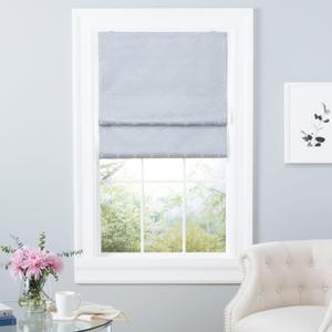 Exclusive Home Montague Trellis Total Blackout Roman Shade, 34"x64", Silver