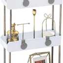 3-Tier Slim Mobile Shelving Unit on Wheels, Slide Out Rolling Bathroom Storage Organizer, Utility Carts Shelf Rack for Kitchen Bathroom Laundry Room Narrow Places, White