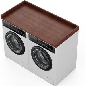 Washer Dryer Countertop, Bamboo Countertop with Edge Rails for Laundry Room Organization and Storage, Washer Dryer Topper for Laundry Room, 27.5" x 54" Brown