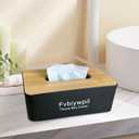 Tissue Box Cover, Tissue Box Holder with Bamboo Cover Plate, Rectangle Facial Tissue Holder Storage for Vanity, Countertops, Dressers, Night Stand, Offices and Parlors(9.6 x 4.9 x 3.5inch)