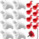 Chicken Feeder No Waste Automatic Poultry Feeder Ports Chicken Feeders and Waterer Set Chicken Feeder Kit 8 Chicken Water Cups with 8 auto Chicken Feeders Ports