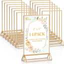 EHWINE 14 Pack 46 Clear Acrylic Sign Holder with Gold Borders and Vertical Stand, Double Sided Table Menu Holders Picture Frames for Wedding Table Numbers, Restaurant Signs, Photos and Art Display