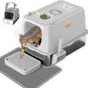 Anywish Stainless Steel Cat Litter Box with Lid, XL Extra Large Enclosed Removable Metal Litter Box with Litter Scoop&Double Layer Litter Mat, Non-Sticky, Non-Odor, Easy Cleaning, for Big Cats, Grey