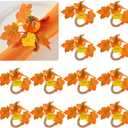 APTWOW Fall Thanksgiving Napkin Rings Set of 12- Fall Pumpkin Napkin Holder, Thanksgiving Napkin Rings for Table Decor, Wedding, Autumn Banquet, Holiday, Dinner Party