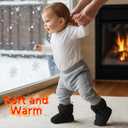 Baby Fleece Booties Newborn Unisex Booties Non-Slip Newborn Infant First Walkers Warm Shoes House Slippers for Baby Boys & Baby Girls Toddlers (0-3 Months Infant, Black)