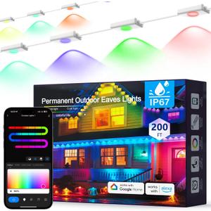 200FT Permanent Outdoor Lights Pro: Smart AI RGBTW Light, Cool/Warm Eaves Lights for Christmas Decoration, Lighting for Outdoor, Garden Daily Decor, Compatible with Alexa, Google Assistant