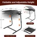 Adjustable TV Tray Black Dinner - Folding Trays for Eating On Couch Wooden Tables Mate Stand Foldable Desk with Cup Holder Portable