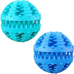 2 Pcs Dog Toy Teeth Ball,Dog Puzzle Toy,Treat Dispensing Dog Toys,Non Toxic Tear Resistant Natural Rubber Toy Ball for Pet Teeth Cleaning/Chewing/Playing/Training (Blue+Blue, 3.15in)