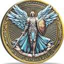 The Archangel Michael Watches Over Us Challenge Coin - Psalm 91:10-11 Inspirational Religious Collectible Coin with Clear Protective Case
 (4 PCS)