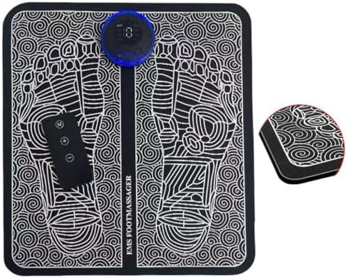 FTPZTINX EMS Foot Massager Calves Massage Stimulator-EMS Foot Muscles Relaxation with Remote Control 2025New Upgraded 8modes 19gear (Black)