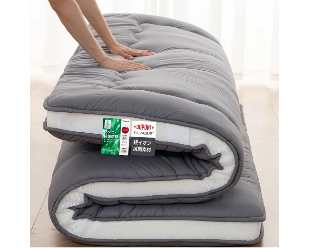 Japanese Floor Mattress, 4" Japanese Futon Mattress, Foldable & Portable Shiki Futon (shikibuton), Roll Up Thicken Sleeping Tatami Mat Sleeping Pad for Camping (Grey, 39 x 80)