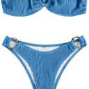 ZAFUL O Ring Bandeau Bikini Sets for Women Sexy Strapless Swimsuits 2 Piece High Cut Bathing Suit, Size: L