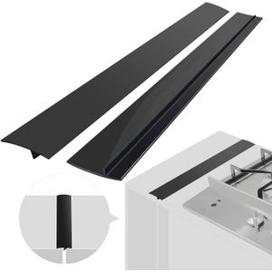 Silicone Stove Counter Gap Cover (2 Pack),Easy Clean Heat Resistant Wide & Long Kitchen Stove Gap Filler,Seals Spills Between Counters, Oven, Stovetops, Washing Machines, Washer, Dryer(21in, Black)