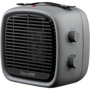 Sheer Aire 700W/1200W Basics Ceramic Heater Space Heaters for Indoor Use Overheat/Tilt Protection Low Noise Heating Portable Heater Electric Portable Fan (UpscaleGrey)