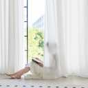 Non-See-Through White Privacy Semi Sheer Curtains 84 Inches Long Light Filtering Sheer Window Curtains Drapes for Living Room Bedroom 2 Panels Set, 42" W x 84" L, White