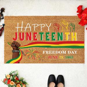 Ceenna Christmas Tree Truck Coir Doormat Indoor Outdoor Christmas Welcome Door Mat Red Pickup Truck Xmas Rug Winter Xmas Front Door Mat for Porch Decor Gifts, 18 x 30 Inch(Happy Juneteenth)