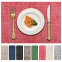 LANDVIEW Vinyl Placemats Set of 4, PVC Woven Washable Non-Slip Table Mats, Heat Resistant Wrinkle Free Place Mats for Dining Table, Easy to Clean (4, Red)