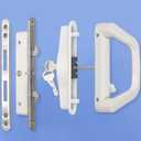 Sliding Patio Door Handle Set with Mortise Lock, Suitable for Sliding Glass Patio Door Thickness from 1.5in to 2in, 4-15/16" Screw Holes, Need to Drill, Reversible Design, Keyed, White
