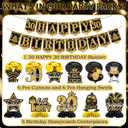 30th Birthday Decorations - 12 PCS Black Gold Happy 30th Birthday Banner 30th Hanging Swirls Streamers Surprise 1996 Honeycomb Centerpieces Table Decorations for Birthday Party Supplies Favors