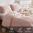 WARMDERN Pink Tufted Duvet Cover Set Queen Size, Striped Textured Duvet Cover Boho Bedding Set, 3 Pcs Ultra Soft Washed Microfiber Duvet Cover with Zipper Closure (Queen, Pink)