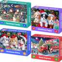 100 Piece Puzzles for Kids Ages 4-6 6-8 8-10, 4 Pack Christmas Kitty Puppy Snowman Santa Jigsaw Puzzles, Kids Puzzles Learning Educational Toys Christmas Puzzle Gifts for Boys Girls