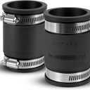 2 Pcs 1-1/2 IN Flexible PVC Pipe Coupling with Stainless Steel Clamps Fit 1-1/2 IN Nominal Pipes, Couplers for Plastic and Copper Pipe Plumbing Connections, Drain Repair, Dust Hose