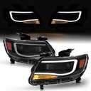 HECASA Pair Projector Headlights Compatible with 2015-2023 Chevy Chevrolet Colorado Replacement for GM2502407 GM2503047 LED DRL Headlamps Assembly Driver & Passenger Side Clear Lens Black Housing