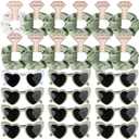 Satin Bridesmaid Proposal Gifts Scrunchies Bachelorette HairTies Set of 6 sunglasses Bridal Shower No Damage Hair ties ideas Gift for Wedding Party Favors (12pcs White&Sage Green)