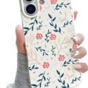 QLTYPRI for iPhone 17 Case, Cute Pink Floral Flower Pattern Aesthetic Phone Case, Raised Camera Protection Soft Slim TPU Shockproof Protective Phone Cover for Girls Women - Branch Flower