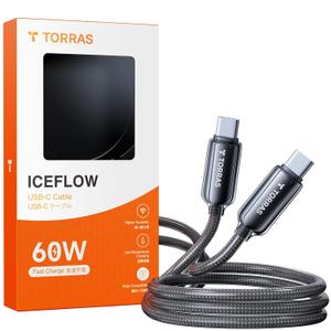 TORRAS USC C to USB C Cable (60W 6FT), Military Grade Tested USB C Charger Cable Fast Charge for iPhone 15 Pro Max Plus, Samsung S24/23, MacBook Air Pro 2020, iPad Pro/Air/Mini (Midnight Black)