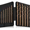 13pcs Cobalt Drill Bit Set, M35 High Speed Steel Drill Bit Set (1/16"-1/4") for Hardened Metal, Stainless Steel, Cast Iron and Wood Plastic with Indexed Storage Case