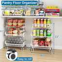 OKZEST 3-Tier Rolling Pantry Floor Organizer and Storage Cart with Wheels, Stackable Wire Pantry Baskets for Pantry Shelves, Kitchen Storage Rack and Fruit Basket Stand for Fruit Snack Onion Potato
