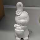 Zubebe 12 Pcs Ready to Paint Your Own Easter Bunny Figurines 5.1 Inch 3D Unpainted Blank Ceramics to Paint Bunny Statues Large DIY Arts Crafts Rabbit Ceramic Figurines for Easter Day Decor, 4 Styles